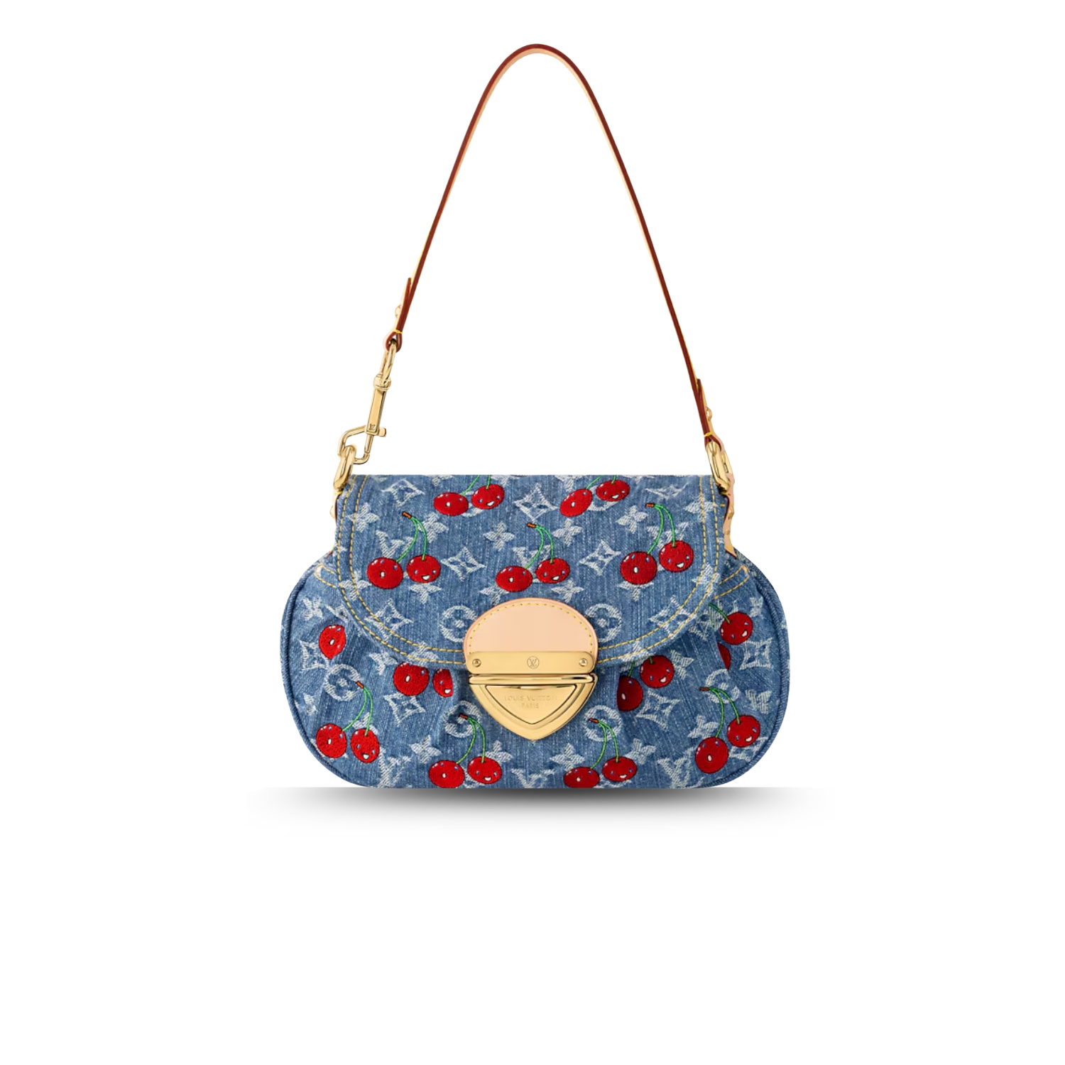 Louis Vuitton LV x TM Sunset Monogram Shoulder Bag 10.6in/ 27cm Cherry Denim For Women M13680