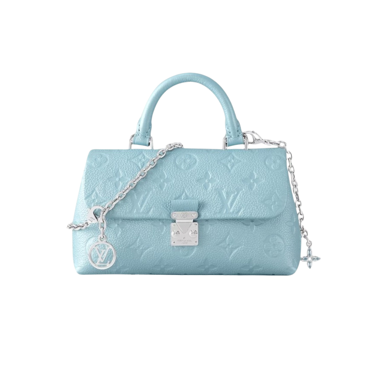 Louis Vuitton Nano Madeleine Top Handle Bag 8.3in/ 21cm Azur Frost Silver Hardware For Women M12211
