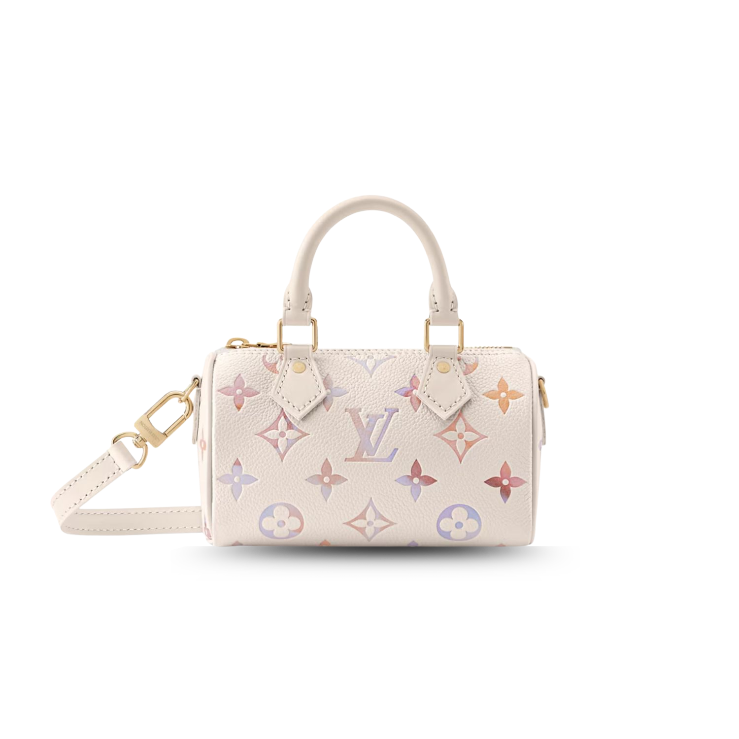 Louis Vuitton Nano Speedy Top Handle Bag 6.3in/ 16cm Dream Cream Gold Hardware For Women M25591