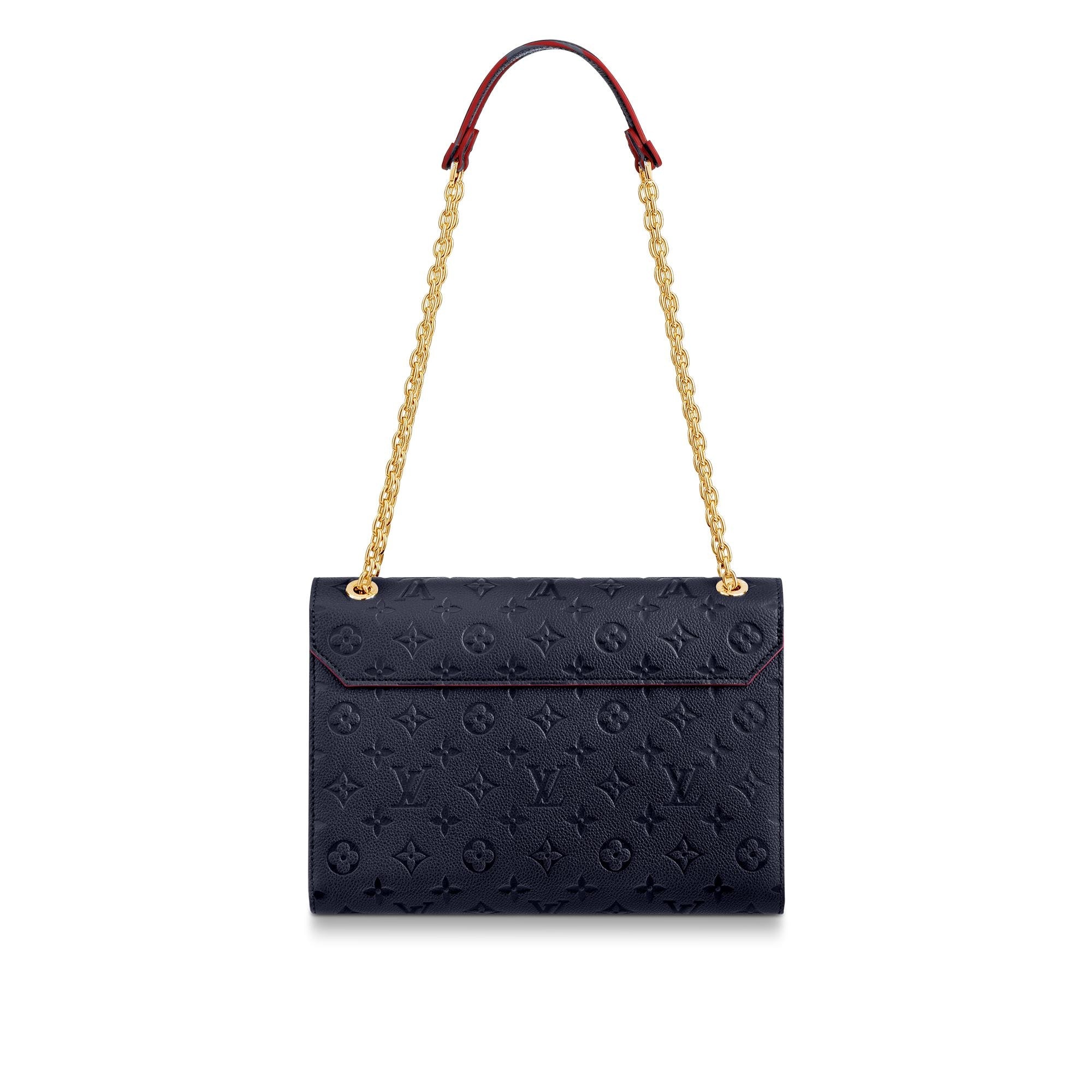 Louis Vuitton Vavin MM Shoulder Bag 9.8in/ 25cm Navy Blue Monogram Empreinte Gold Hardware For Women M43925