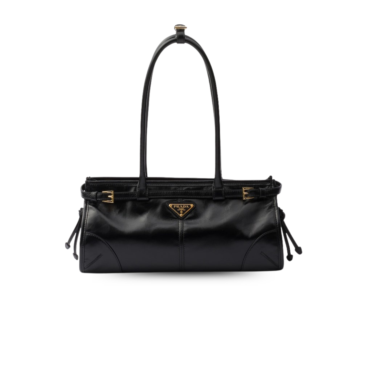Prada Bonnie Medium Shoulder Bag 13in/ 32cm Black Gold Hardware 1BA426_2CYR_F0002_V_MOO