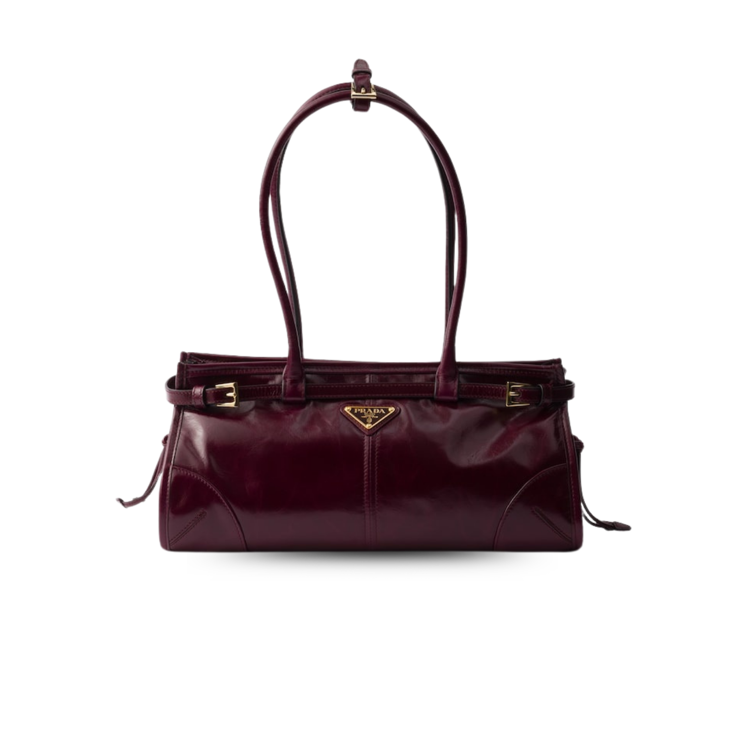 Prada Bonnie Medium Shoulder Bag 13in/ 32cm Burgundy Gold Hardware 1BA426_2CYR_F0LV7_V_MOO