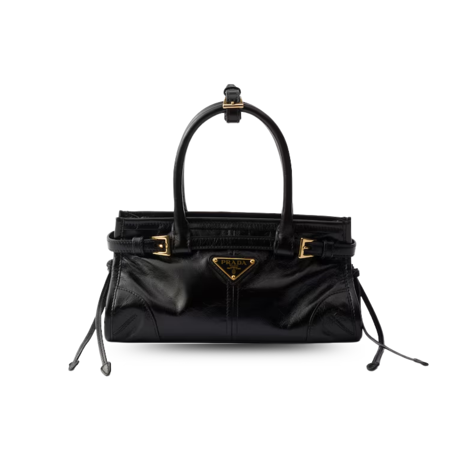 Prada Bonnie Small Shoulder Bag 10in/ 26cm Black Gold Hardware 1BH215_2CYR_F0002_V_OOO
