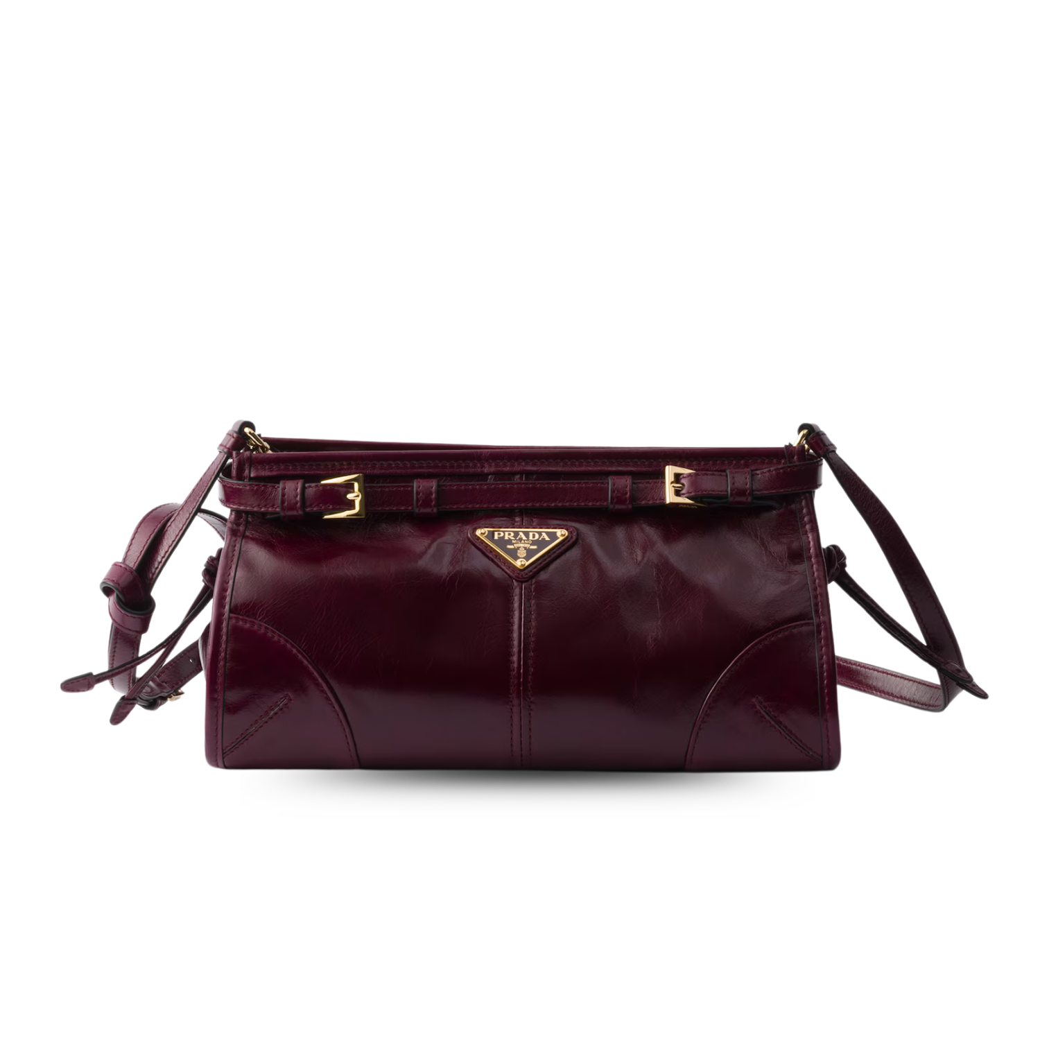 Prada Bonnie Small Shoulder Bag 10in/ 26cm Burgundy Gold Hardware 1BH215_2CYR_F0LV7_V_OOO