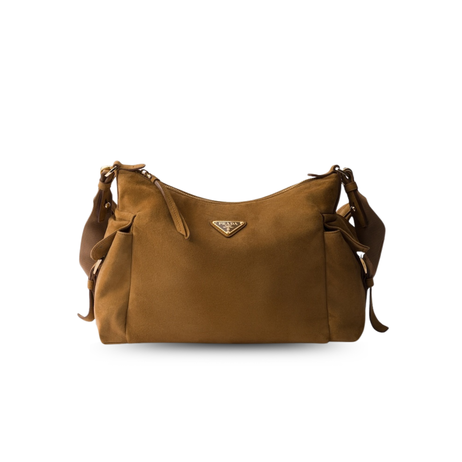Prada Explore Large Shoulder Bag 12.6in/ 32cm Cinnamon Suede Gold Hardware For Women 1BC264_008_F0401_V_NOO