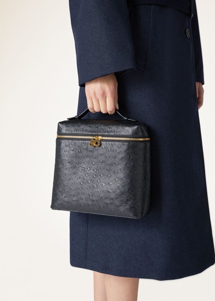 Loro Piana Extra Pocket L23.5 Backpack 9.1in/ 23cm Black Gold Hardware For Women FAN4194 8000
