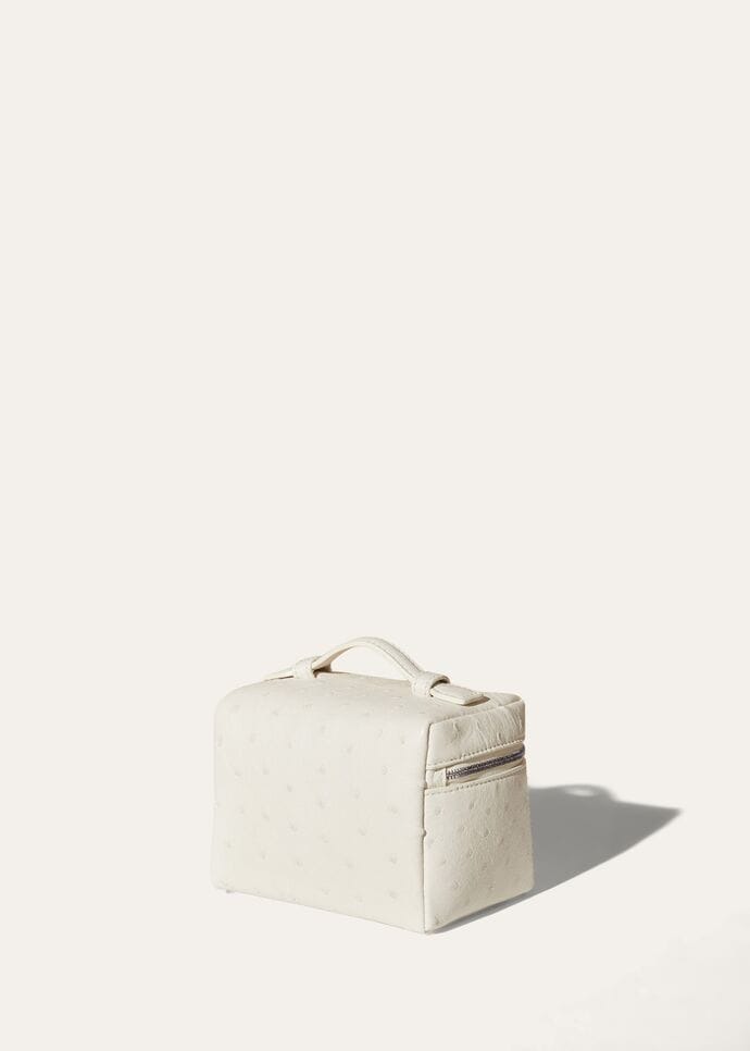 Loro Piana Extra Pocket L11.5 Top Handle Bag 4.5in/ 11.5cm Whisper White Silver Hardware For Women FAM2272 1615