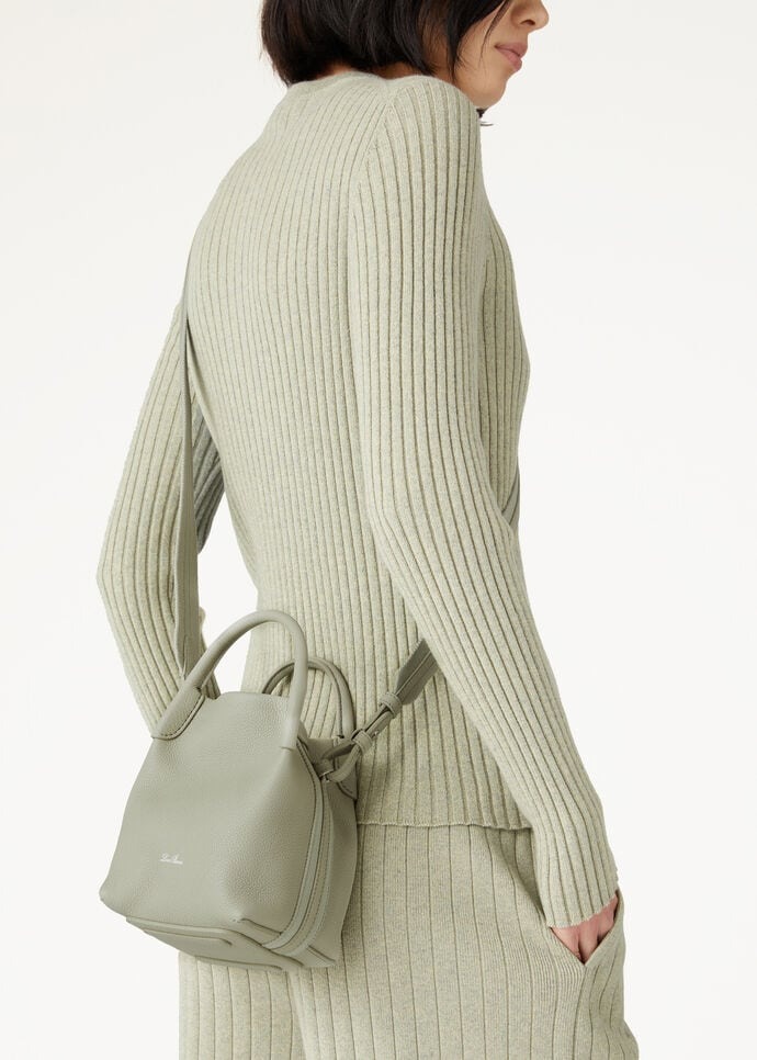 Loro Piana Micro Bale Top Handle Bag 5.2in/ 13cm Light Wasabi Silver Hardware For Women FAN4647 50YB