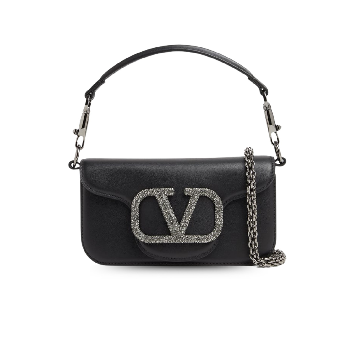 Valentino Garavani Loco Small Shoulder Bag 7.9in/ 20cm Black Ruthenium Hardware For Women