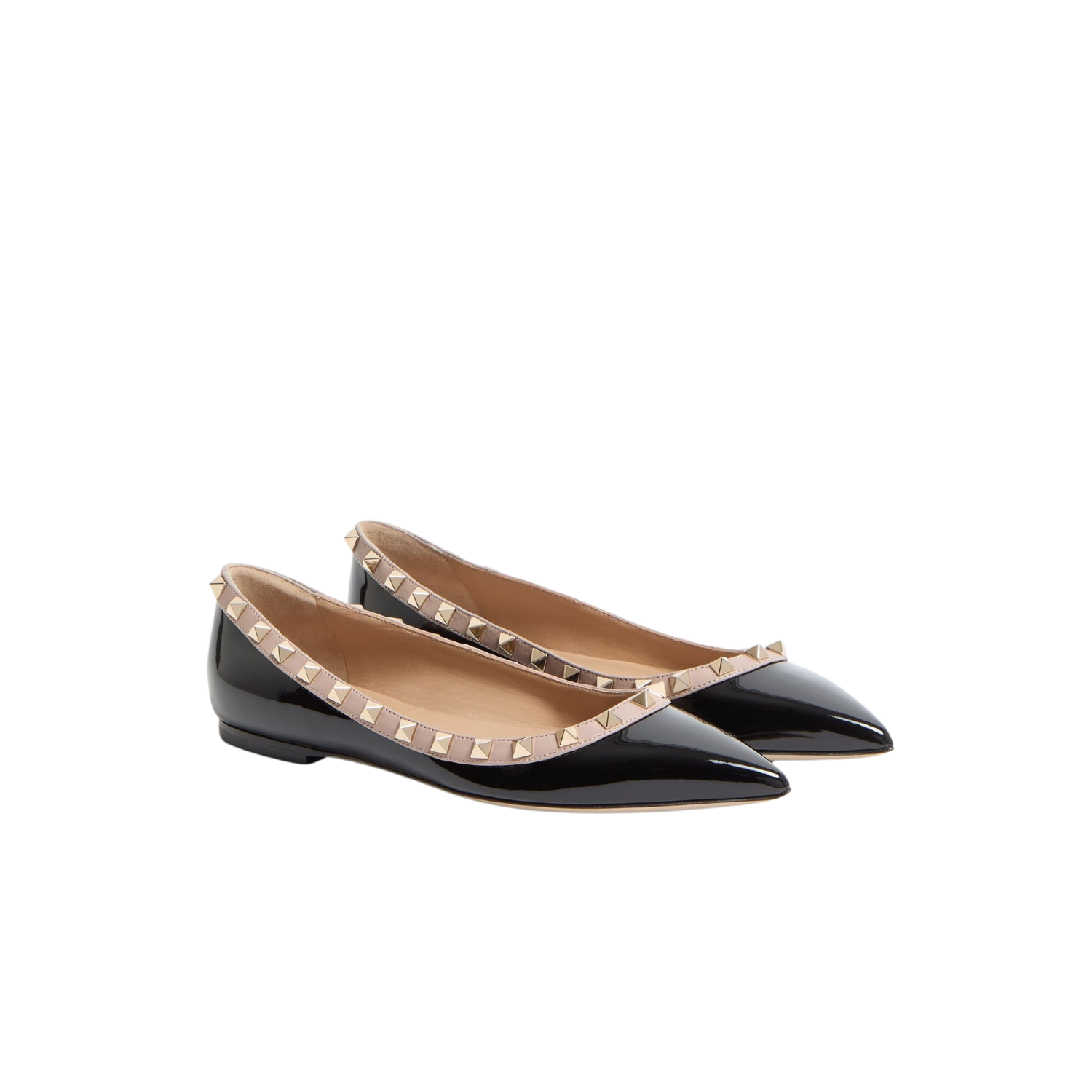 Valentino Garavani Patent Rockstud Ballet Flats Black For Women 7W2S0403VNW_N91