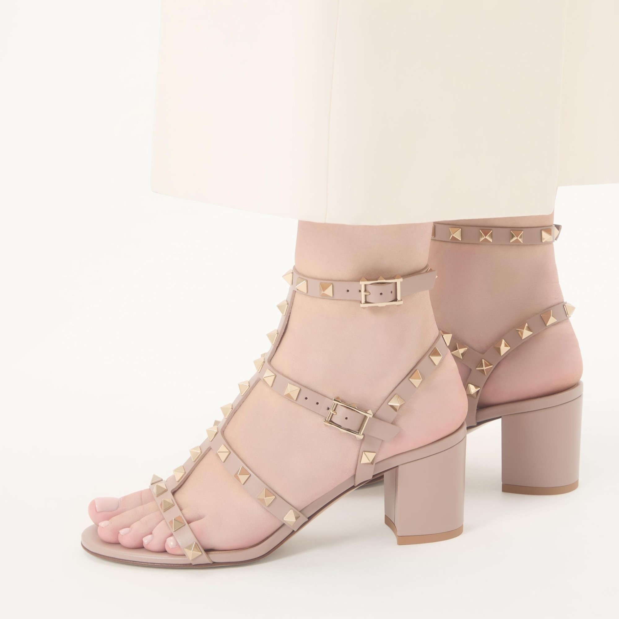 Valentino Garavani Rockstud Ankle Strap Sandals 60mm Poudre For Women 7W2S0491VBP_P45