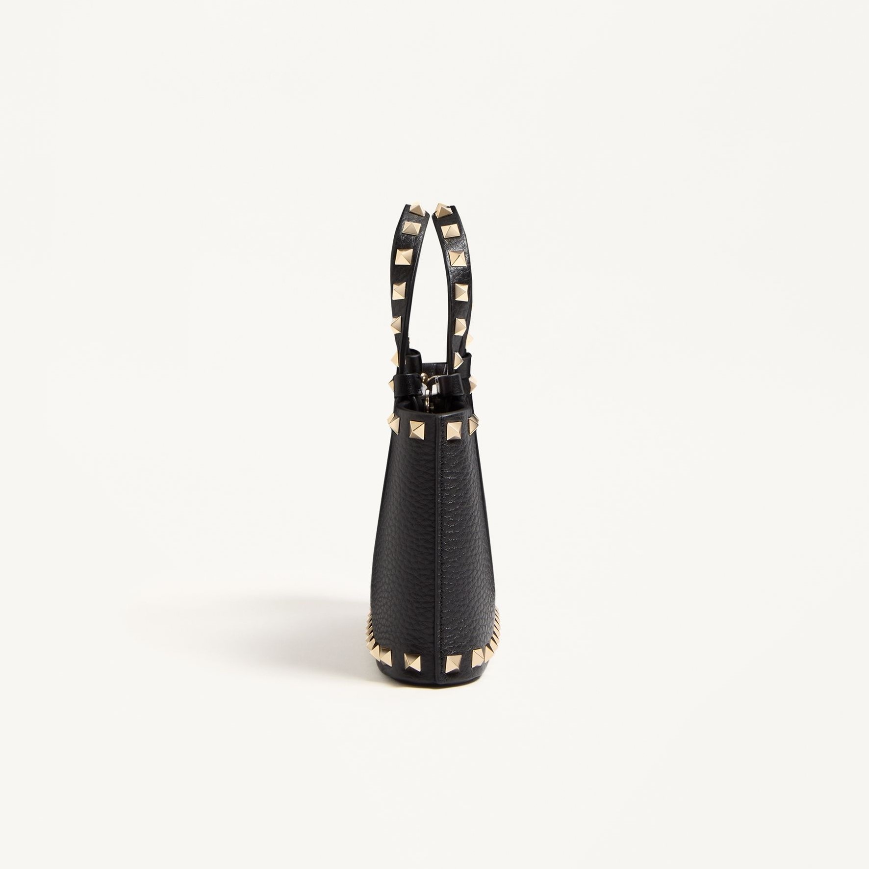 Valentino Garavani Rockstud Shopping Mini Tote Bag 7.3in/ 18.5cm Black Platinum Hardware For Women 9W2P0AT0VSH_0NO