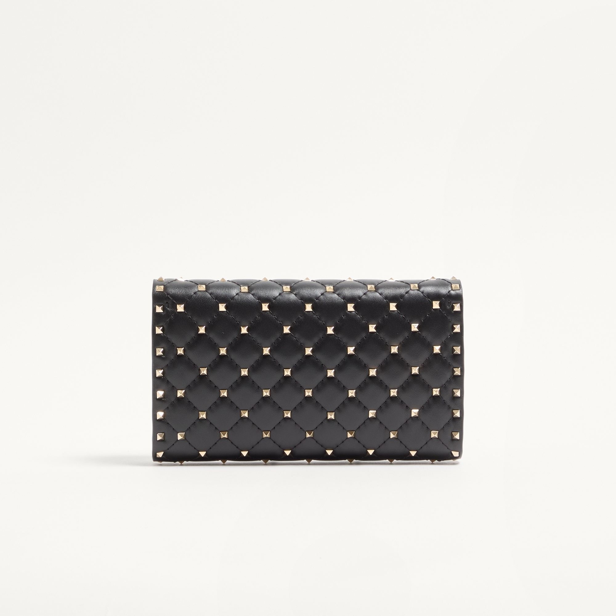 Valentino Garavani Rockstud Spike Crossbody Clutch Bag 9in/ 23cm Black Platinum Hardware For Women 6W2B0137NAP_0NO
