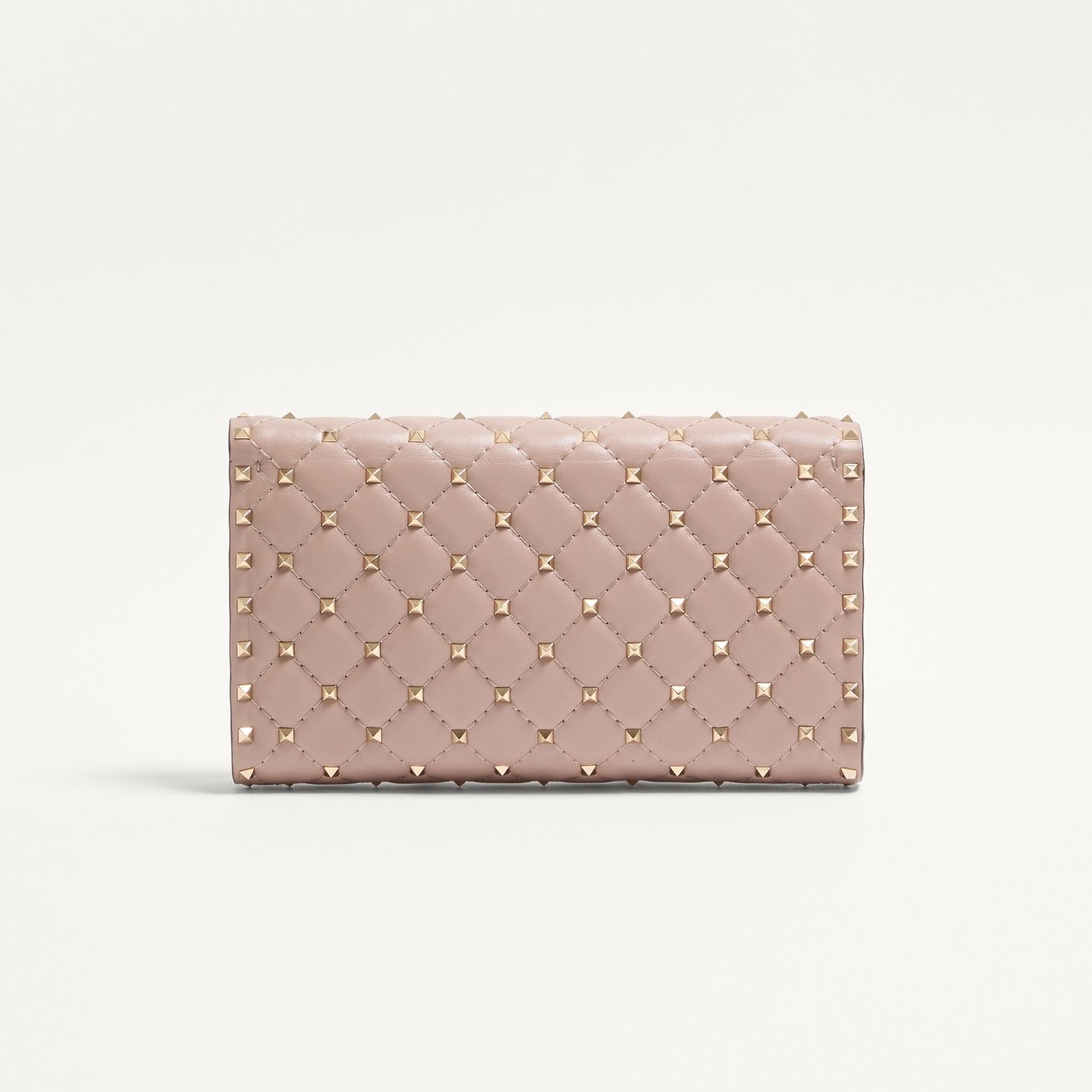 Valentino Garavani Rockstud Spike Crossbody Clutch Bag 9in/ 23cm Poudre Platinum Hardware For Women 7W2B0137NAP_P45