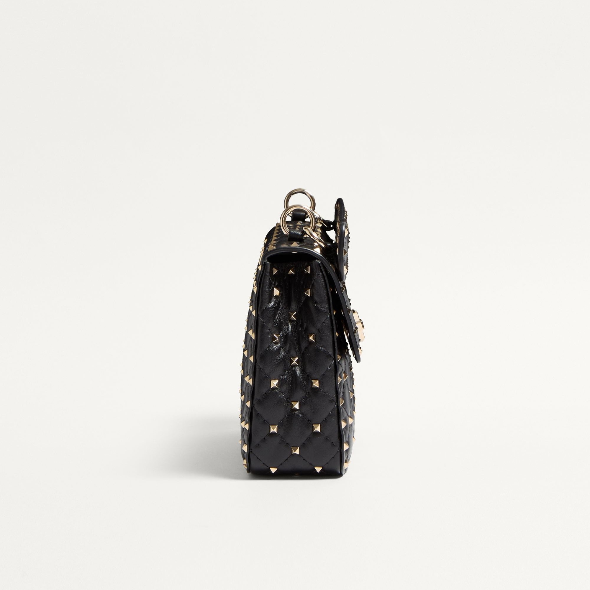 Valentino Garavani Rockstud Spike Medium Crossbody Bag 9.5in/ 24cm Black Platinum Hardware For Women 7W2B0122NAP_0NO