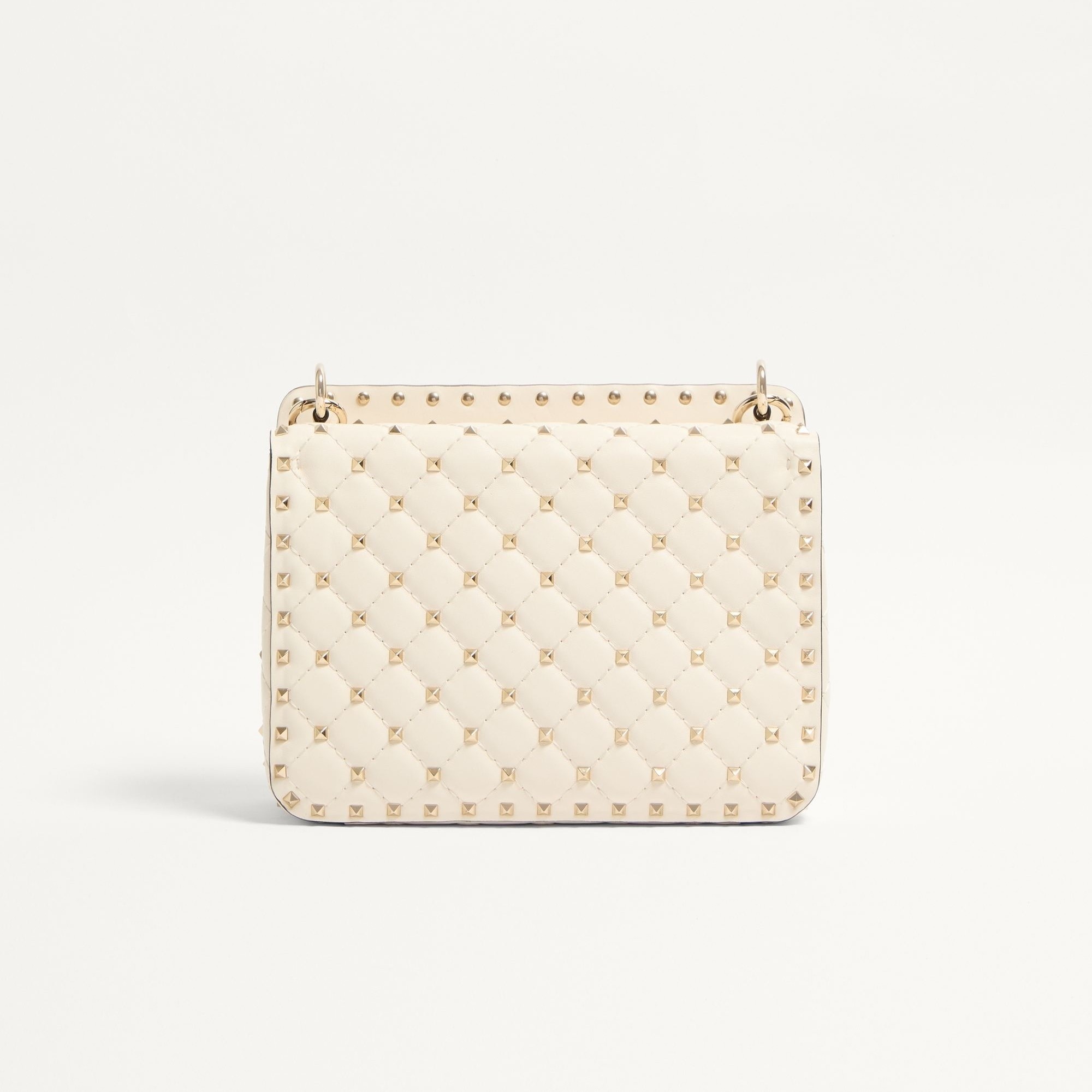 Valentino Garavani Rockstud Spike Medium Crossbody Bag 9.5in/ 24cm Light Ivory Platinum Hardware For Women 7W2B0122NAP_I16