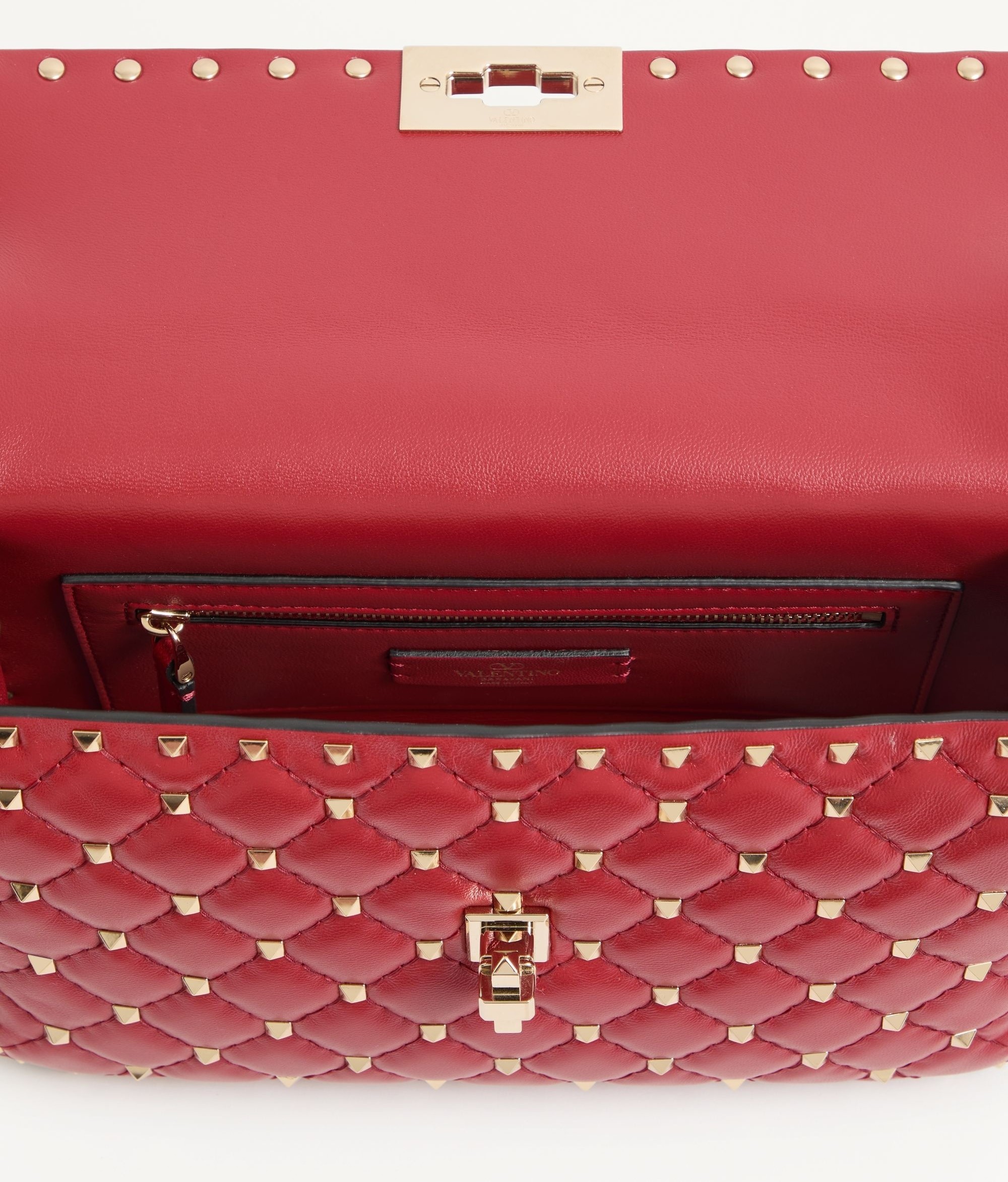 Valentino Garavani Rockstud Spike Medium Crossbody Bag 9.5in/ 24cm Rosso Valentino Platinum Hardware For Women 5W0B0122NAP_0RO