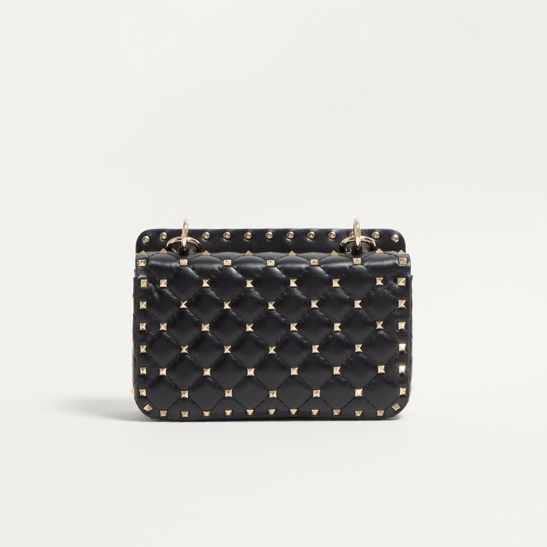Valentino Garavani Rockstud Spike Small Crossbody Bag 7.9in/ 20cm Black Platinum Hardware For Women 7W2B0123NAP_0NO