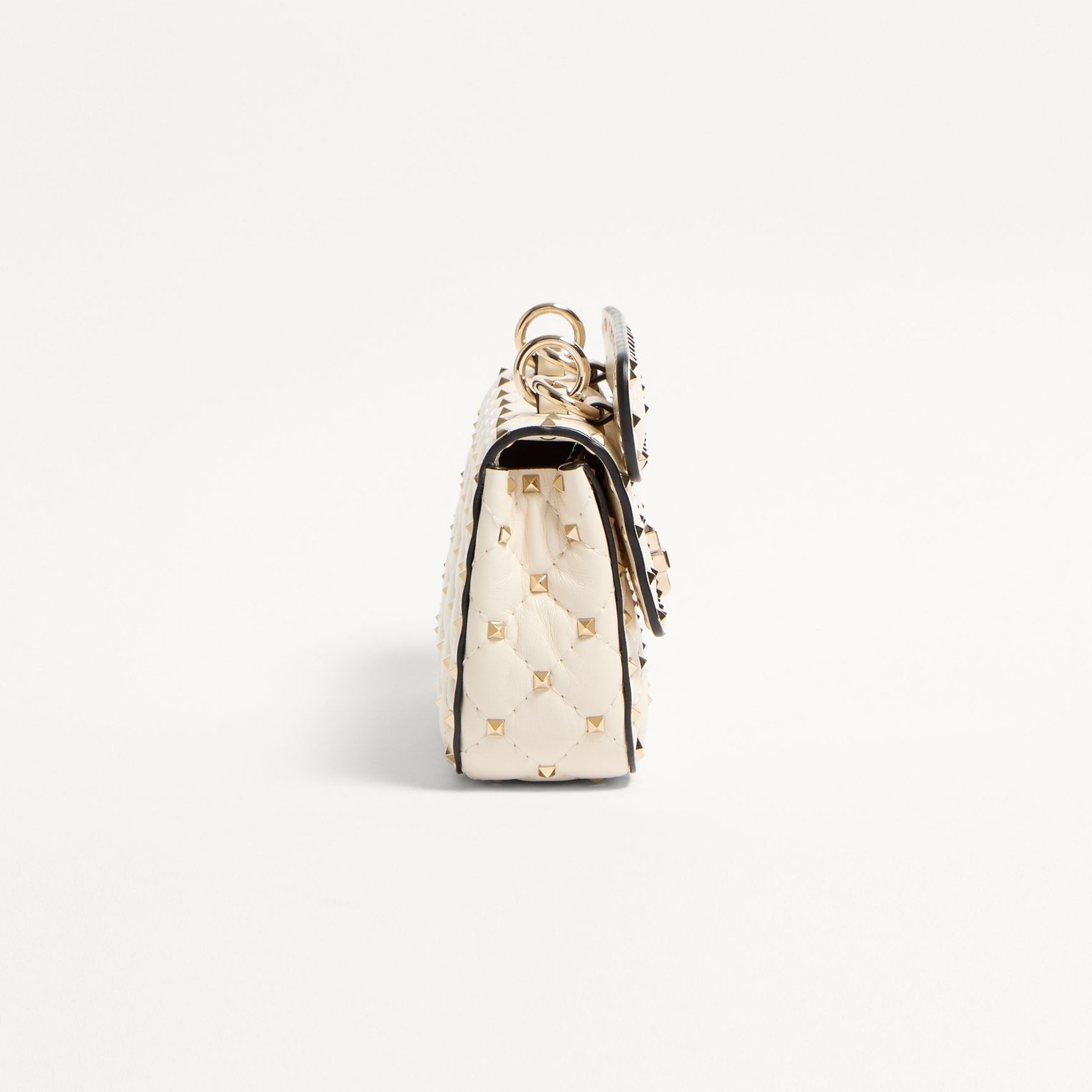 Valentino Garavani Rockstud Spike Small Crossbody Bag 7.9in/ 20cm Light Ivory Platinum Hardware For Women 7W2B0123NAP_I16