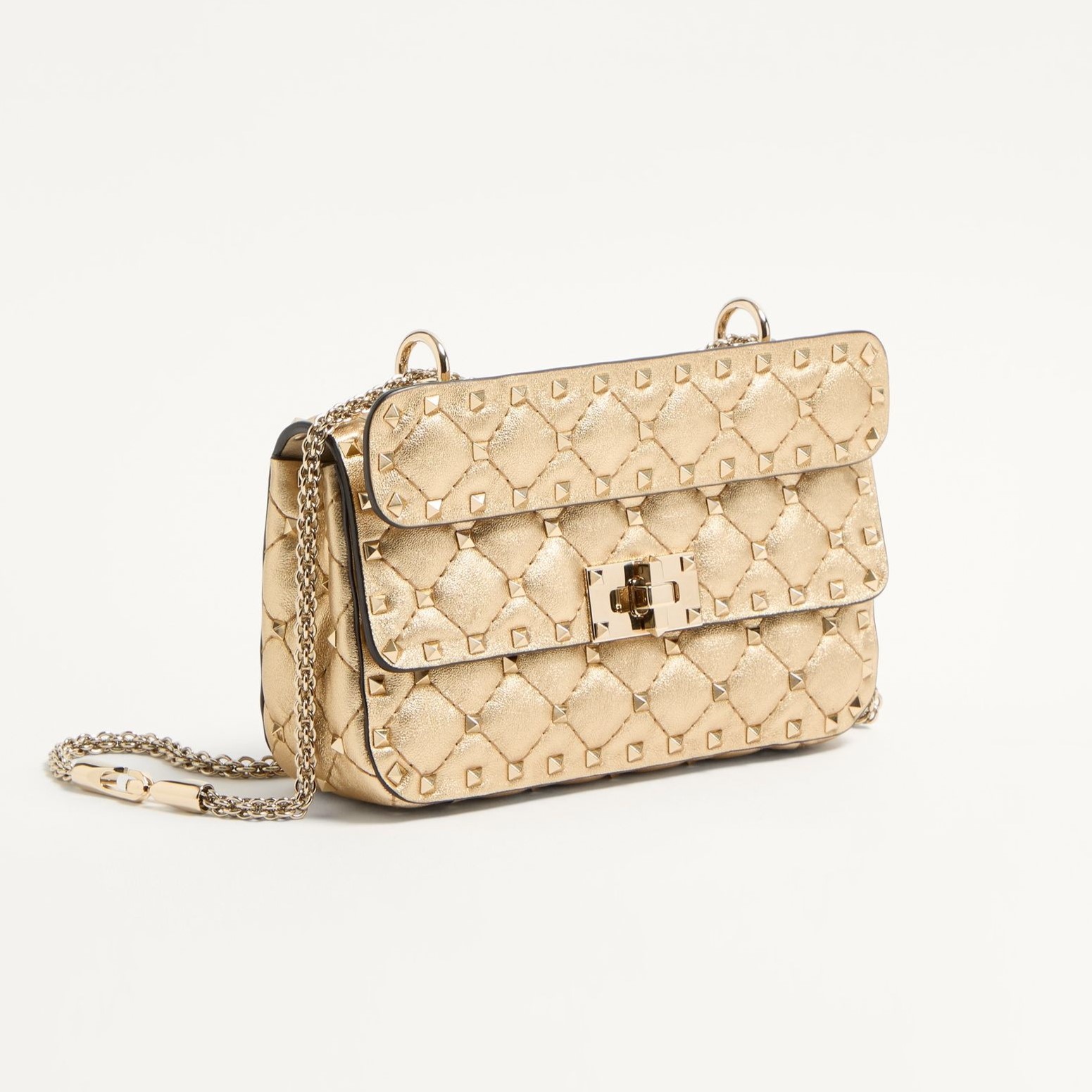 Valentino Garavani Rockstud Spike Small Crossbody Bag 7.9in/ 20cm Mekong Platinum Hardware For Women 7W2B0123IEW_CES