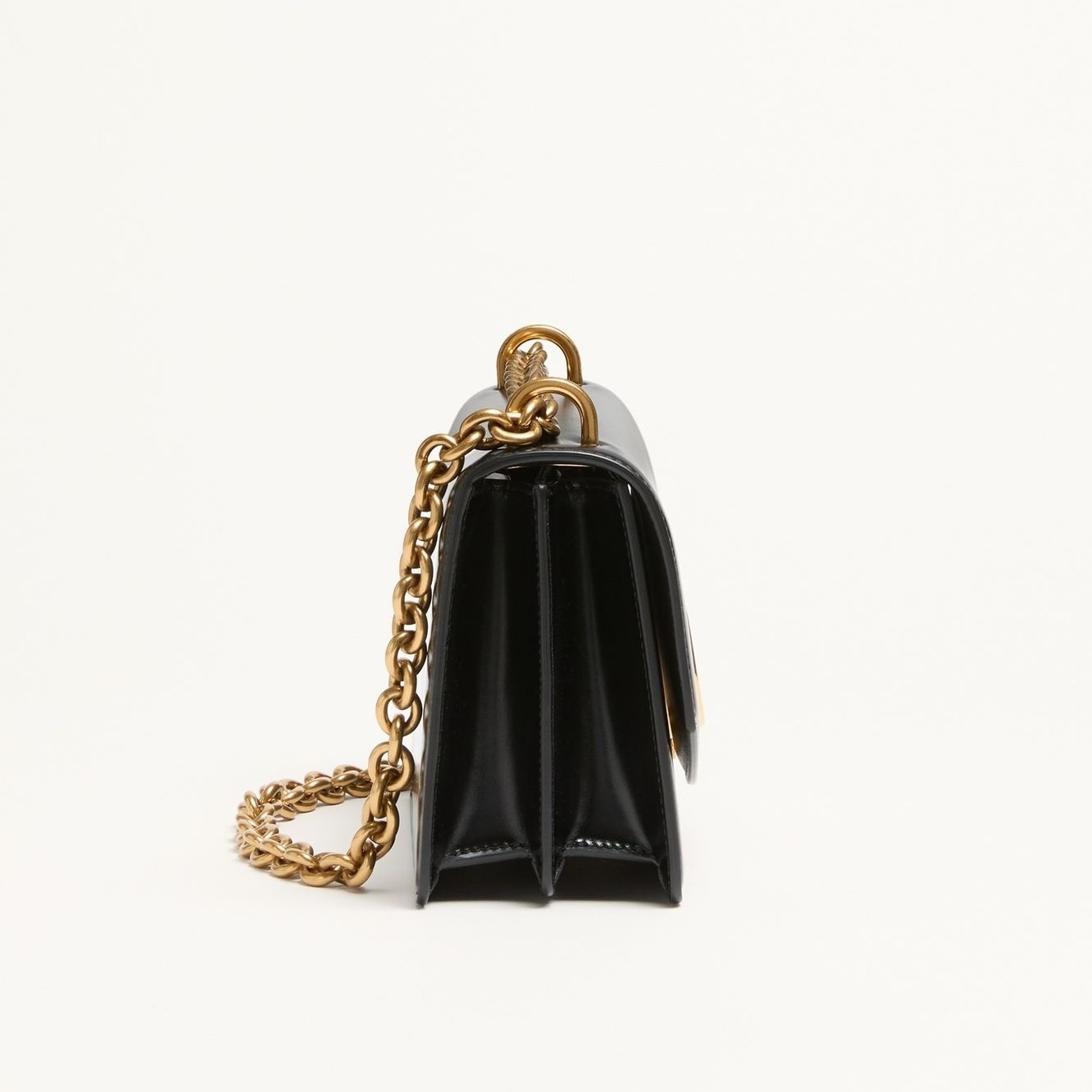 Valentino Garavani Vain Small Shoulder Bag 7.6in/ 19.5cm Black Antique Gold Hardware For Women 7W2B0R17GCB_0NO