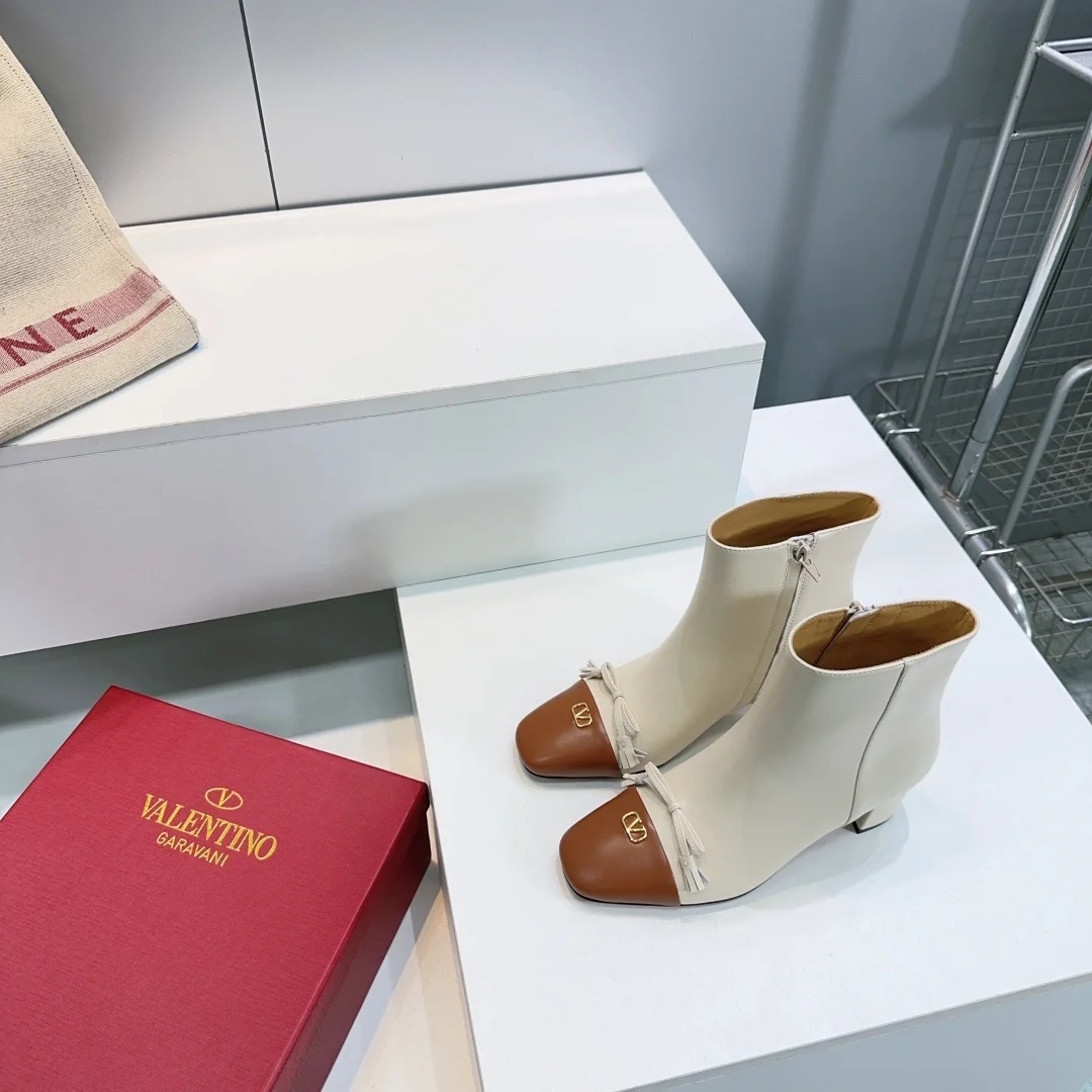 Valentino Garavani Valet Du Roi Leather Ankle Boots 60mm Butter/ Tobacco For Women 7W2S0ML4DDT_AHA
